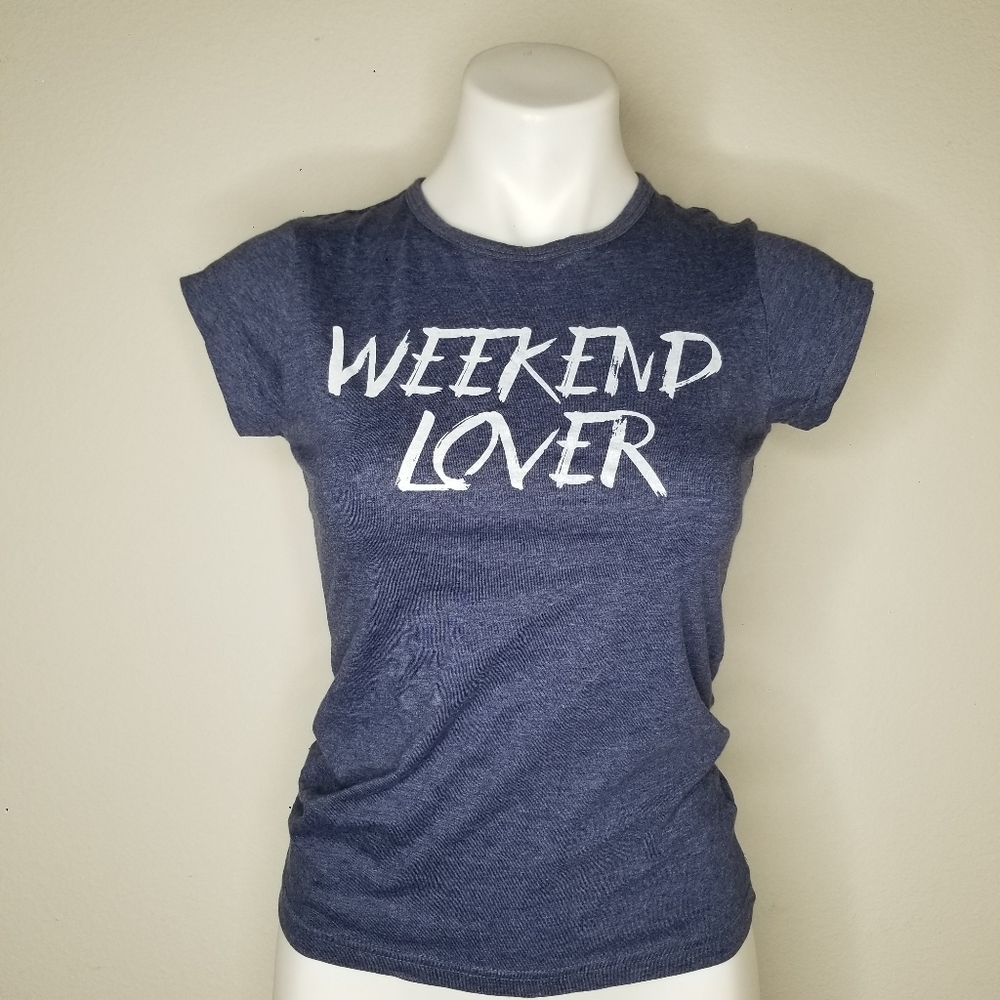 YESSICA | Weekend Lover Baby Tee T Shirt Crew Blue